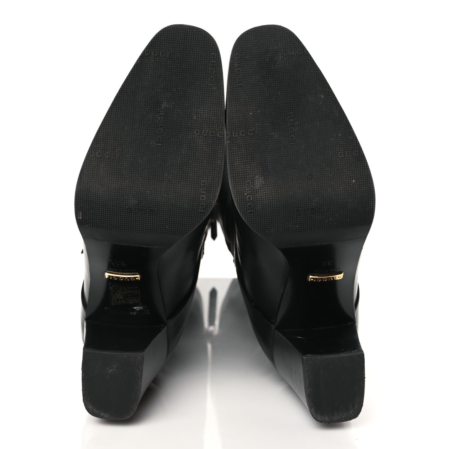 Calfskin Double G Knee High Boots 38 Black