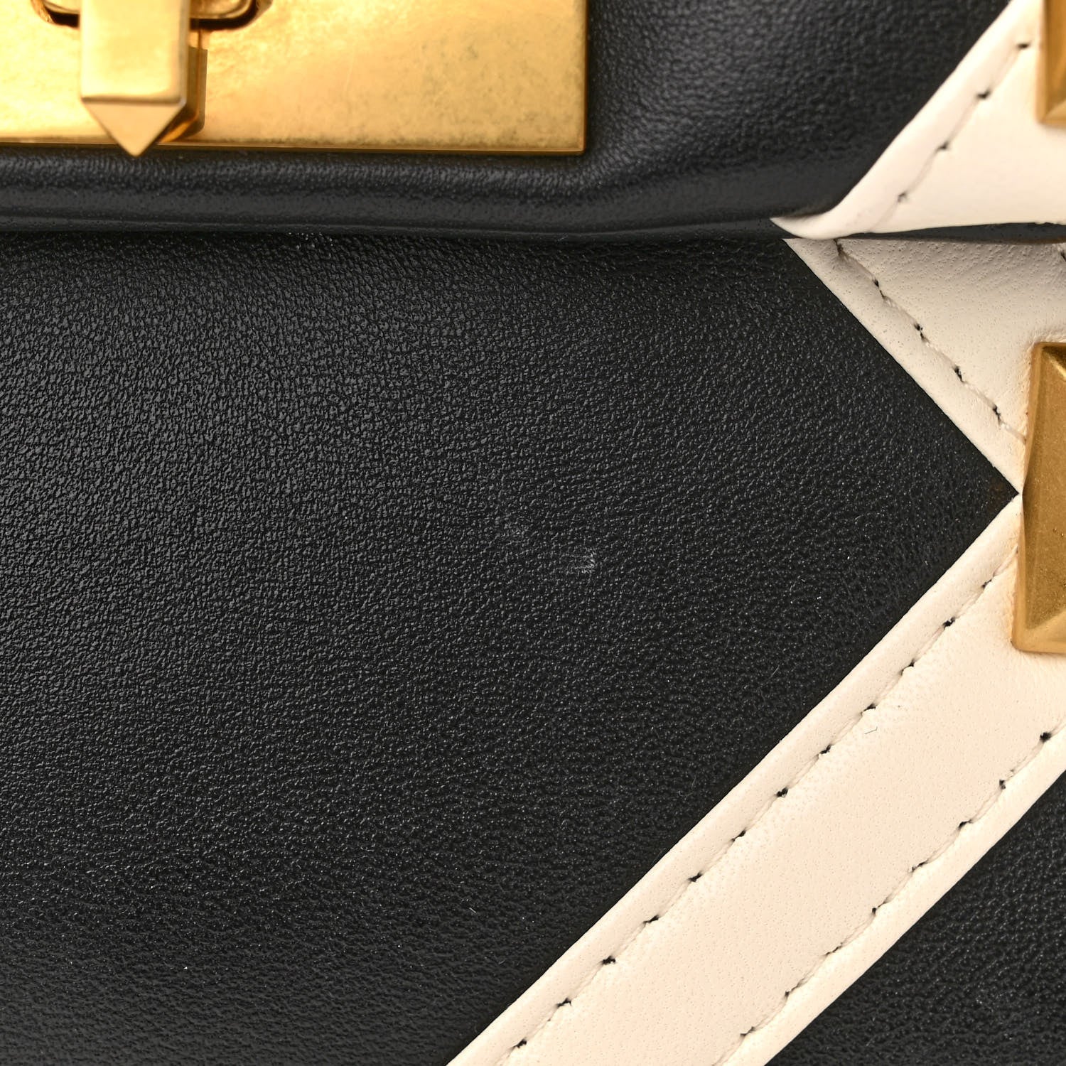 Valentino Garavani Nappa Large Roman Stud Shoulder Bag Black White 11 of 11