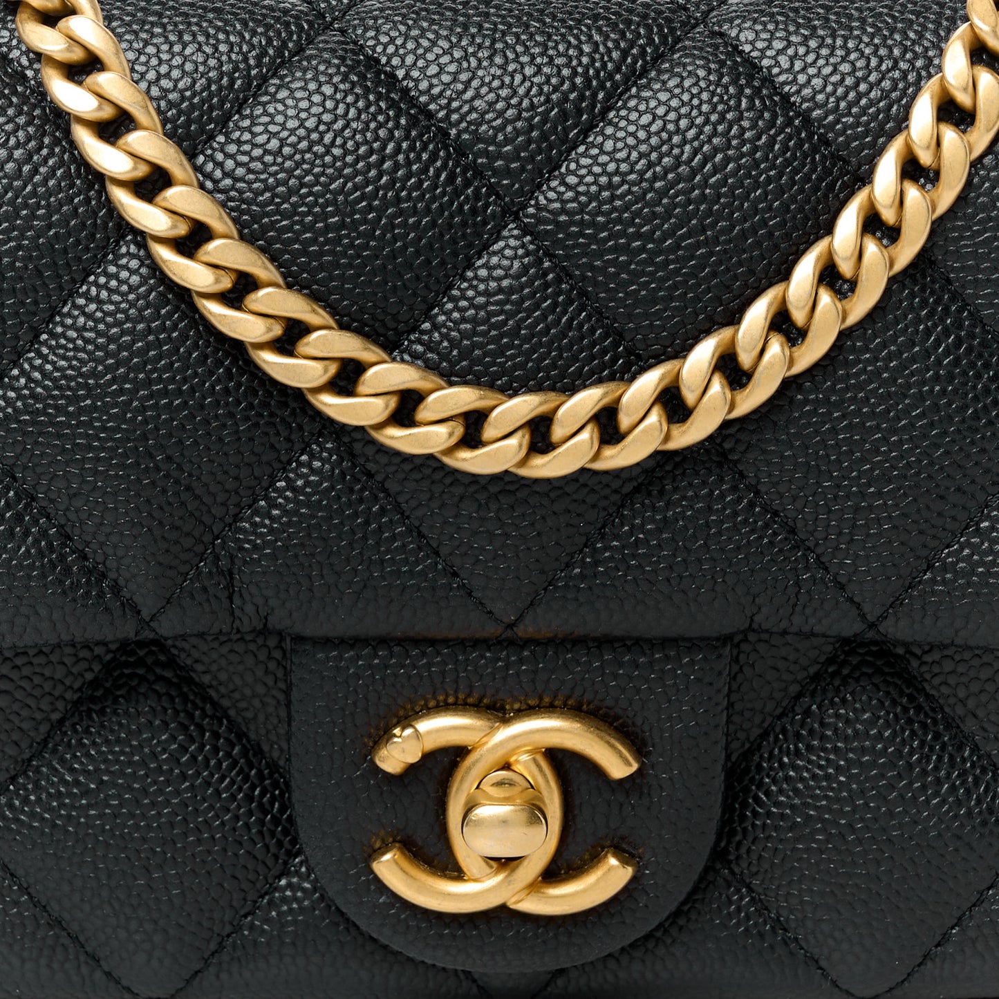 Caviar Quilted Mini Sweetheart Rectangular Flap Black
