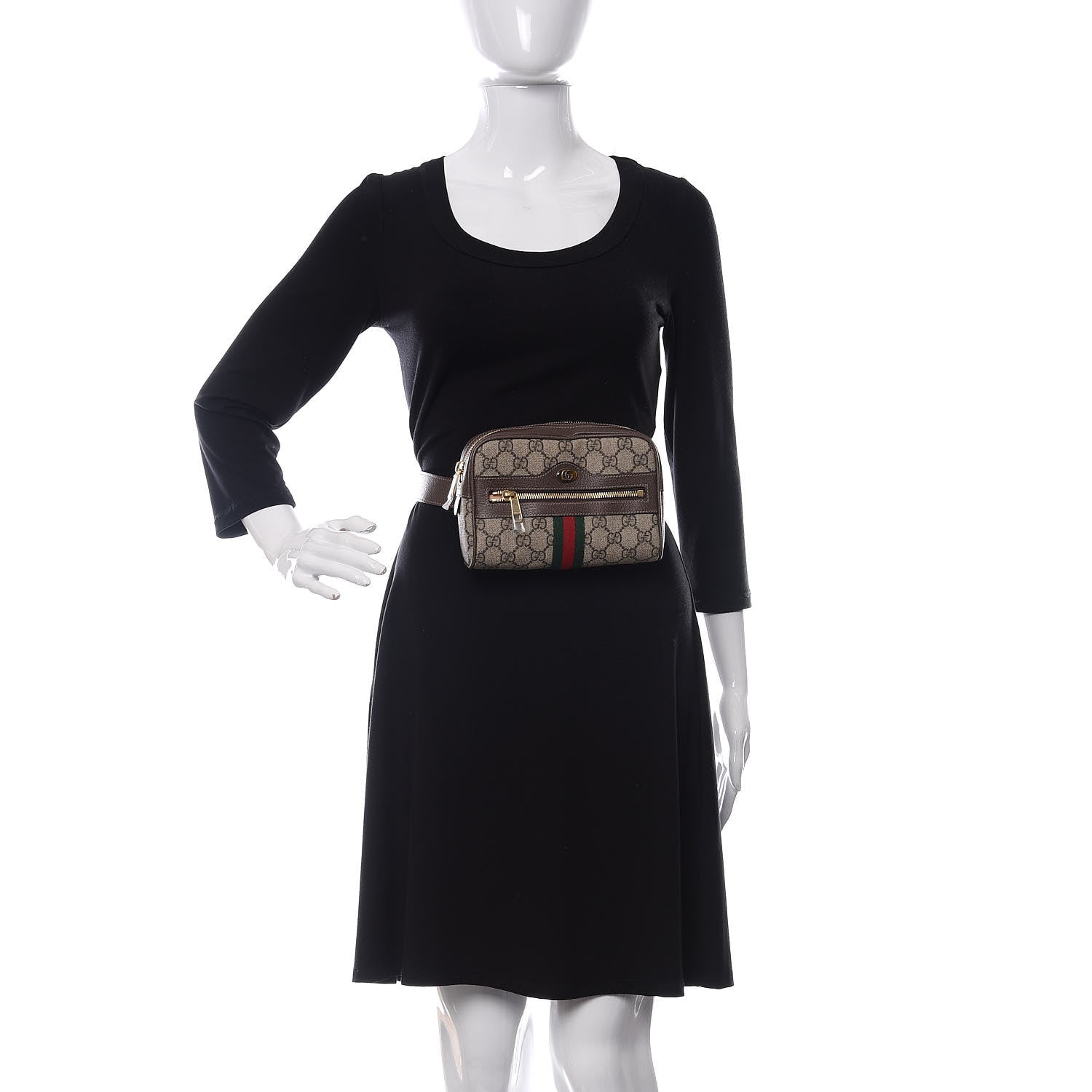 Gucci GG Supreme Monogram Web Small Ophidia Belt Bag 85 34 Dark Brown 2 of 9