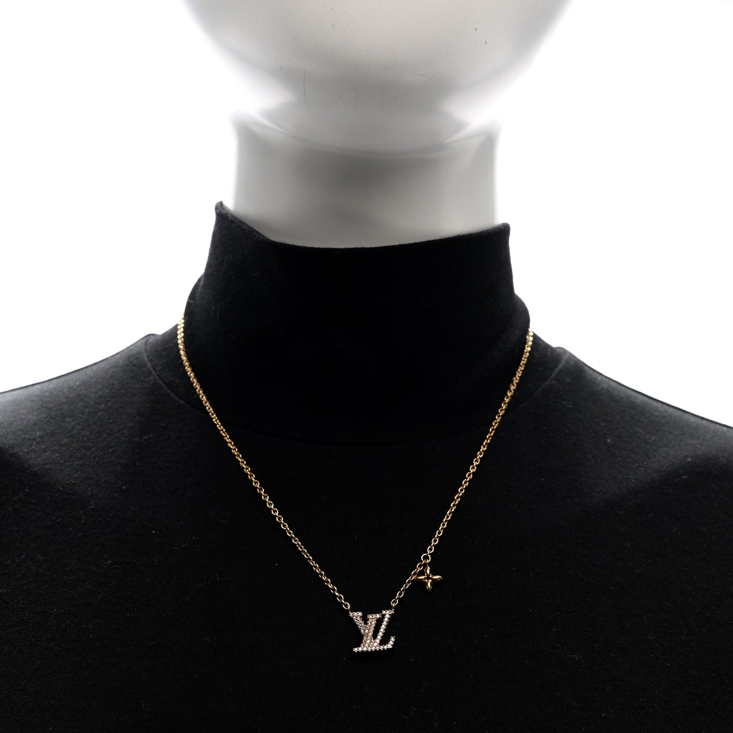 Louis Vuitton Metal Crystal LV Iconic Necklace Gold 2 of 4