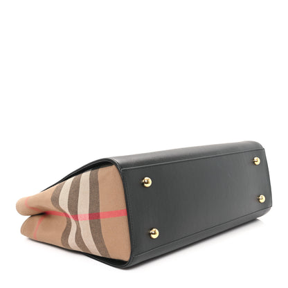 Burberry Calfskin Mega Check Medium Banwell Tote Black 4 of 10