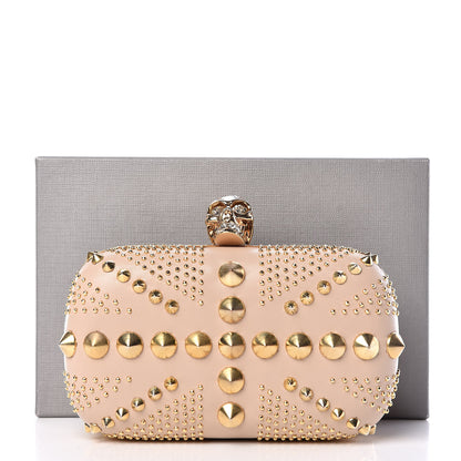 Alexander McQueen Calfskin Studded Britannia Skull Box Clutch Taupe 11 of 11