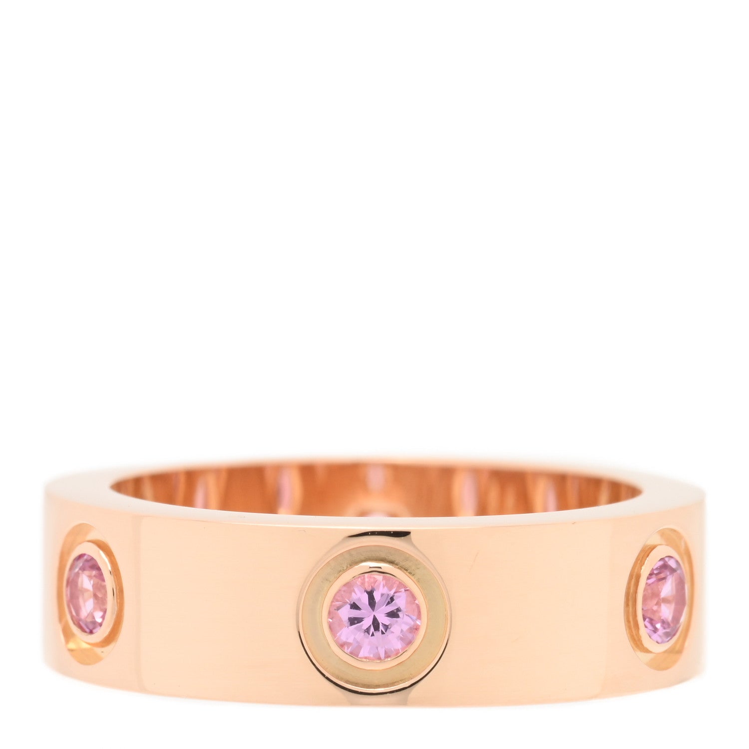 Cartier 18K Pink Gold 6 Pink Sapphire 5.5mm LOVE Ring 50 5.25 3 of 4