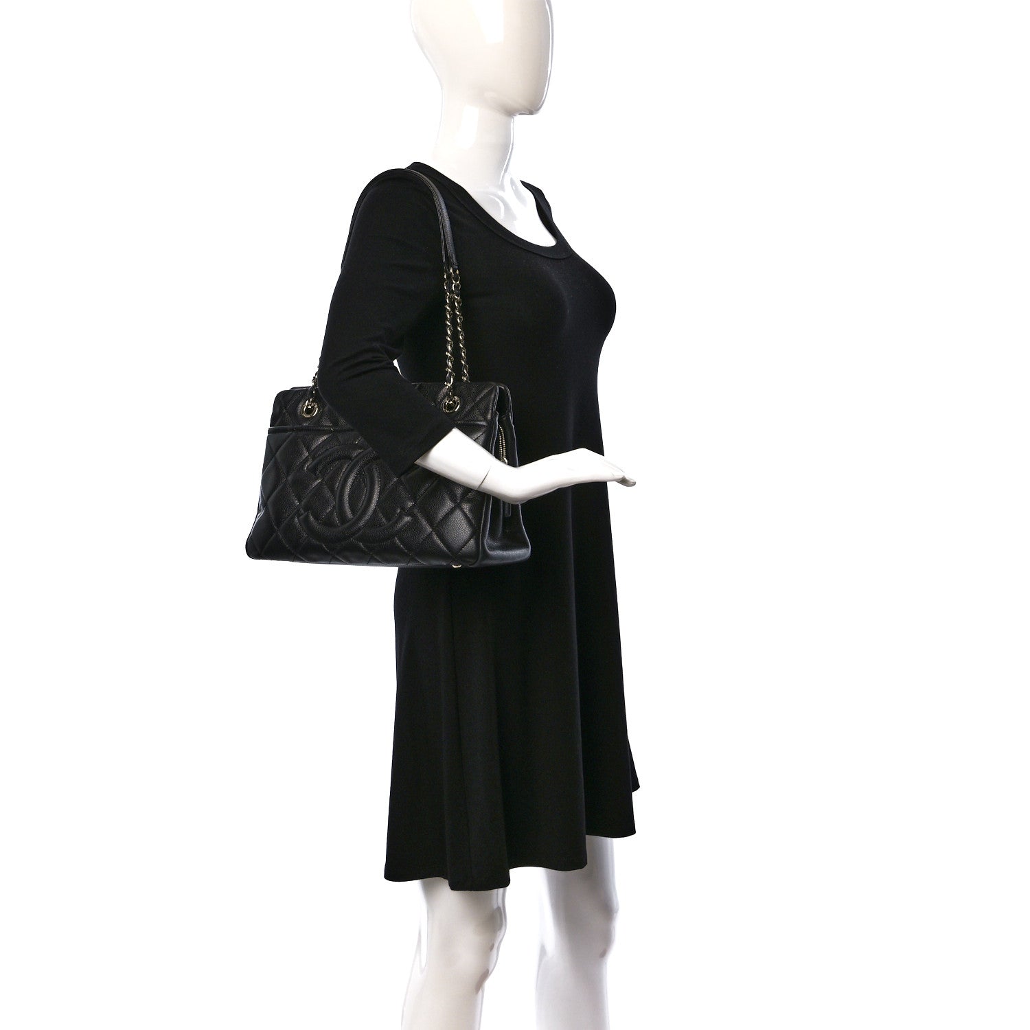 Chanel Caviar Quilted CC Timeless Soft Tote Black 2 of 12