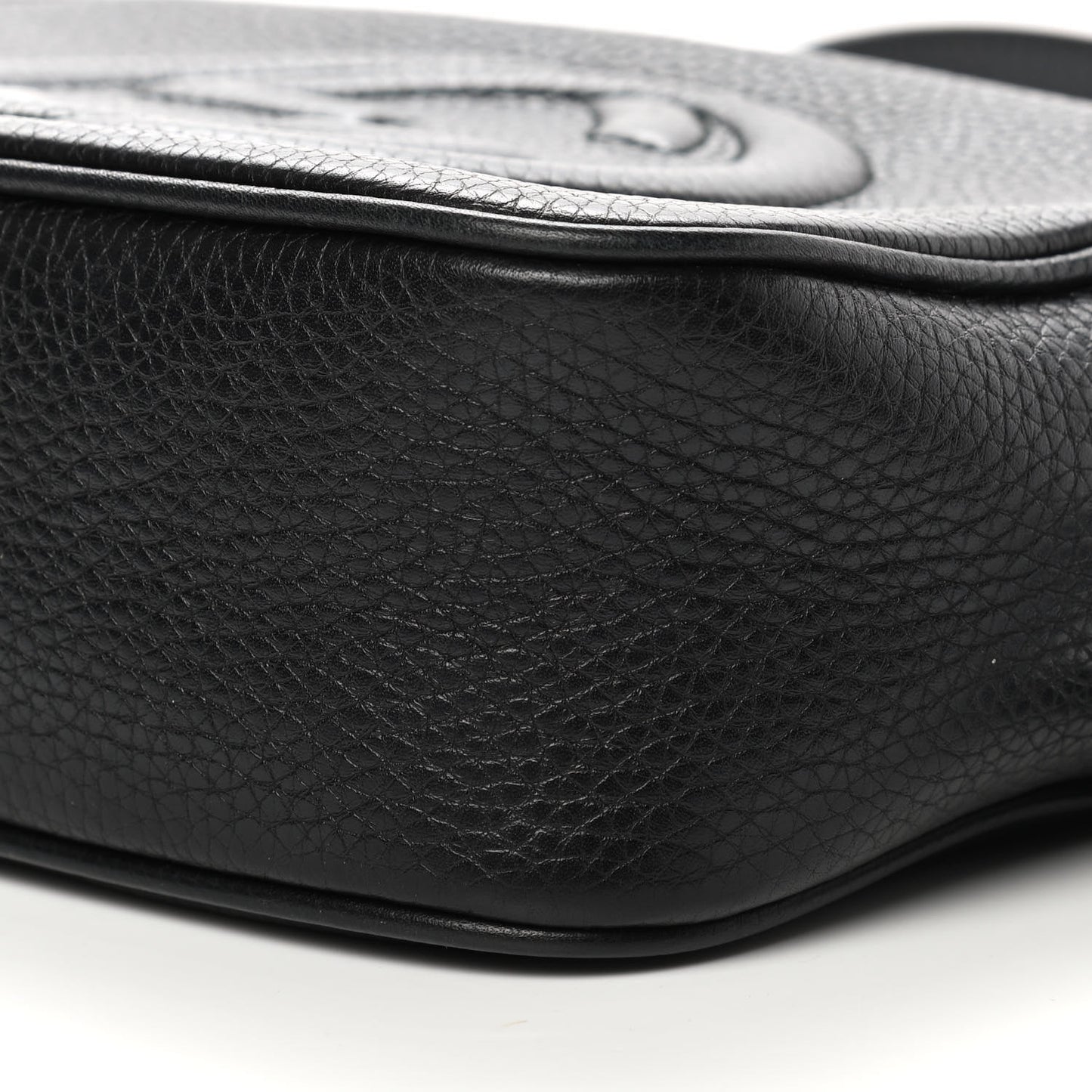 Pebbled Calfskin Small Soho Disco Bag Black