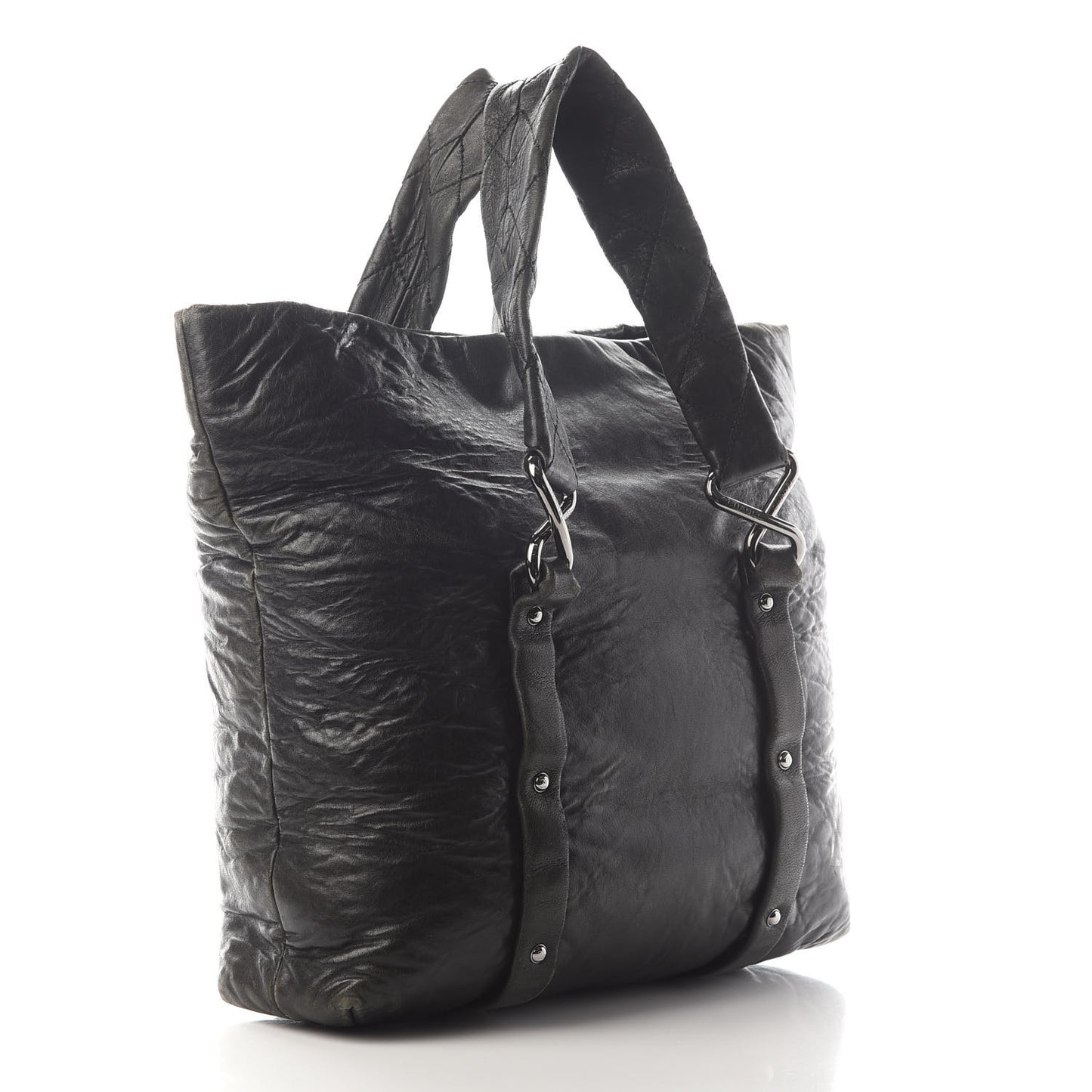 Lambskin Quilted 8 Knots Tote Black