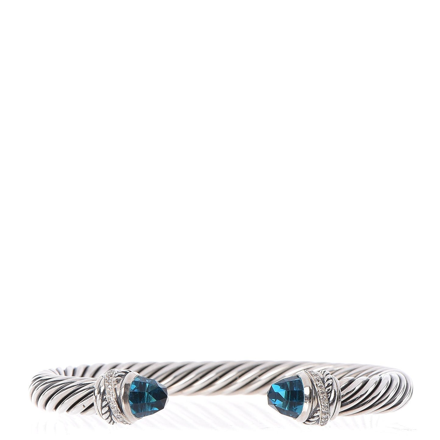 Sterling Silver Diamond Hampton Blue Topaz 7mm Cable Classics Bracelet M