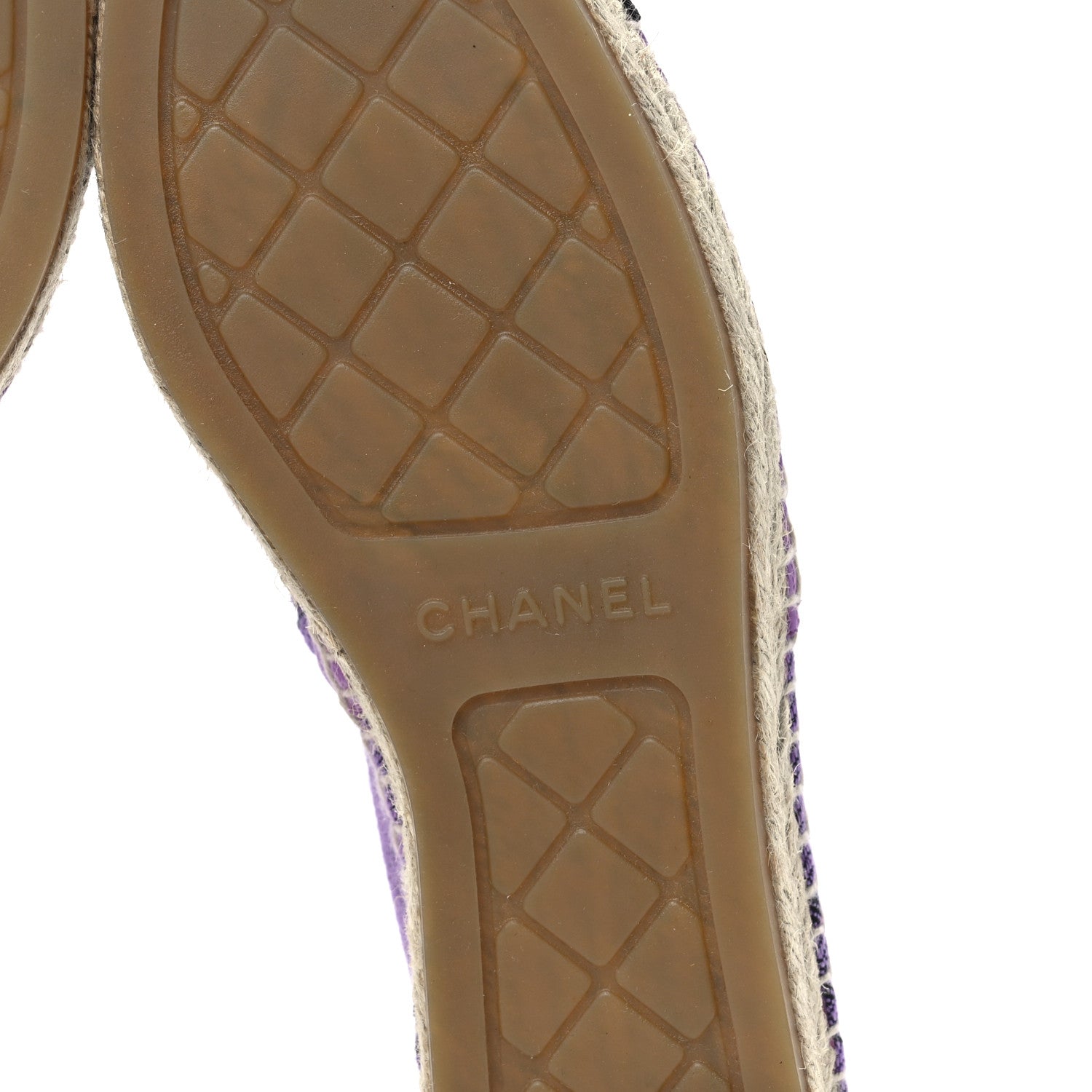Chanel Cotton Jacquard Grosgrain CC Print Espadrilles 38 Purple Black 6 of 10