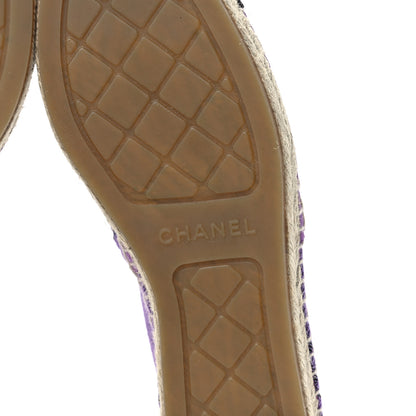 Chanel Cotton Jacquard Grosgrain CC Print Espadrilles 38 Purple Black 6 of 10