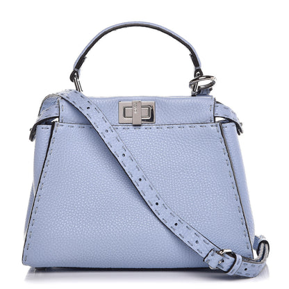 Fendi Cuoio Romano Selleria Mini Peekaboo Iconic Satchel Celeste Sky 1 of 8