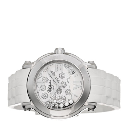 Chopard Stainless Steel Rubber Diamond 36mm Happy Sport Snow Flake Quartz Watch White 2 of 5