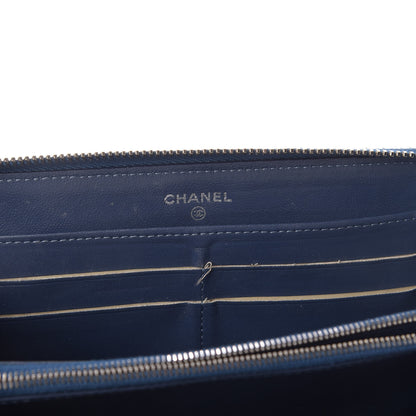 Chanel Matte Alligator Reissue Large Gusset Zip Around Wallet Blue 6 of 9