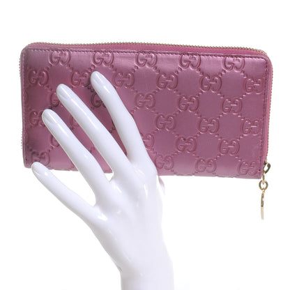 Gucci Metallic Soft Guccissima Heart Zip Around Wallet Fresia Rose 2 of 7