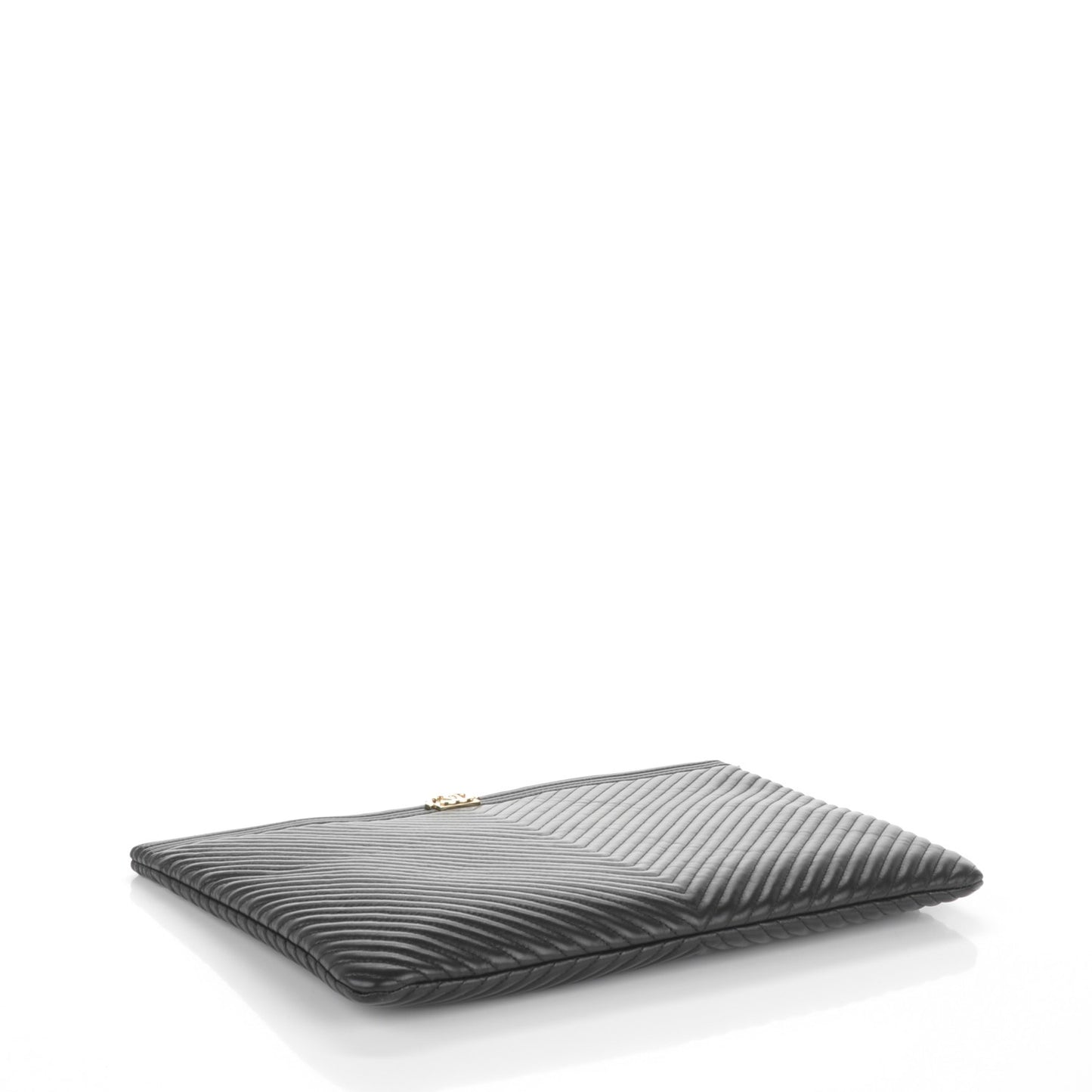 Calfskin Chevron Large Boy Cosmetic Case Black