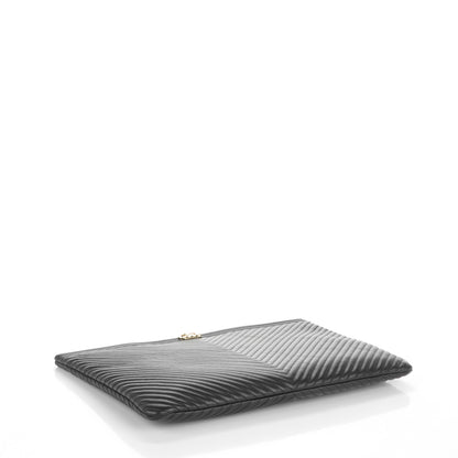 Chanel Calfskin Chevron Large Boy Cosmetic Case Black 4 of 7