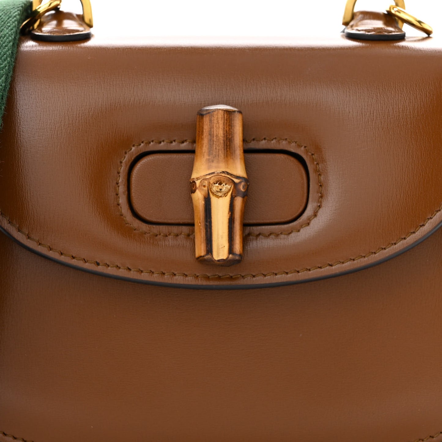 Boarded Dyana Lux Calfskin Web Mini Bamboo 1947 Top Handle Bag Brown