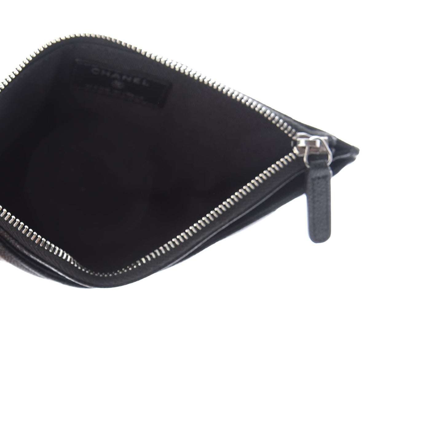Iridescent Caviar Quilted Classic Zip Pouch Black