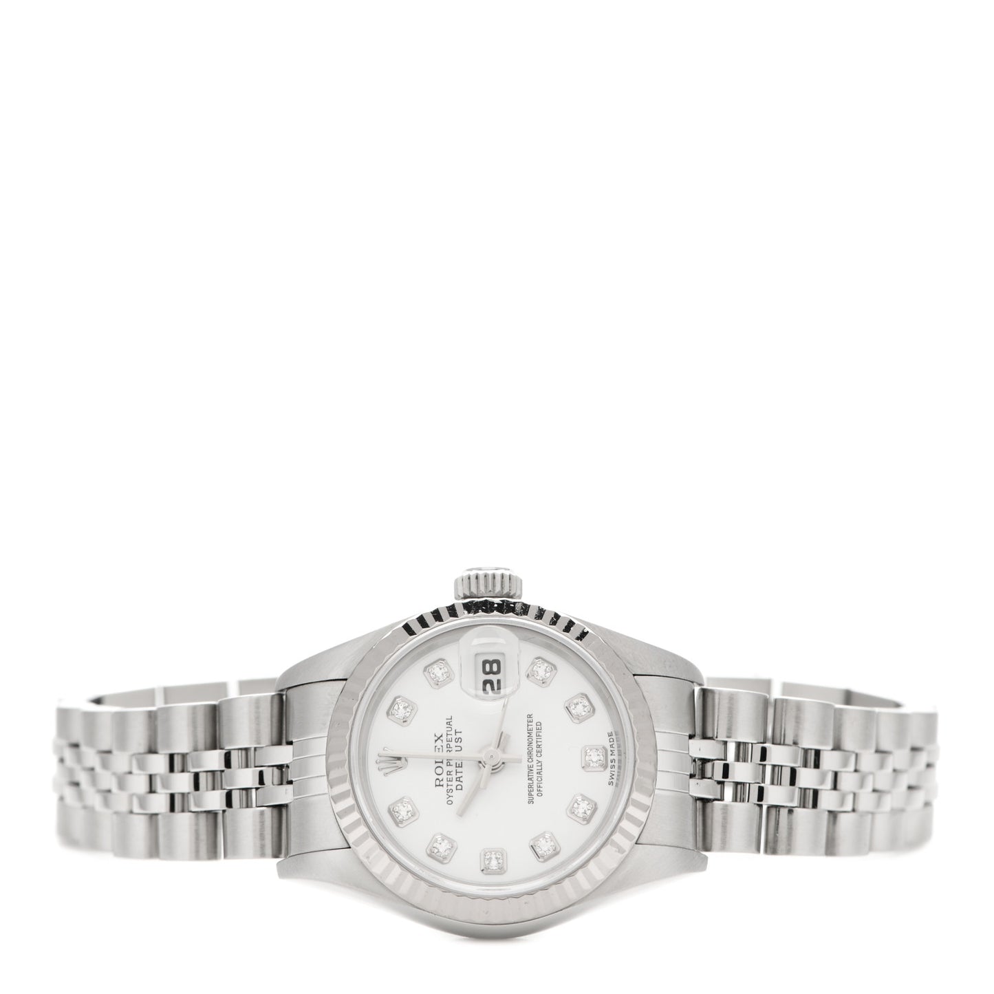 Stainless Steel 18K White Gold Diamond 26mm Oyster Perpetual Datejust Watch White 79174