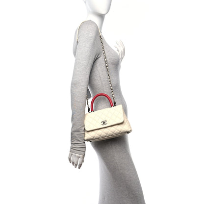 Chanel Caviar Lizard Quilted Mini Coco Handle Flap White 2 of 12