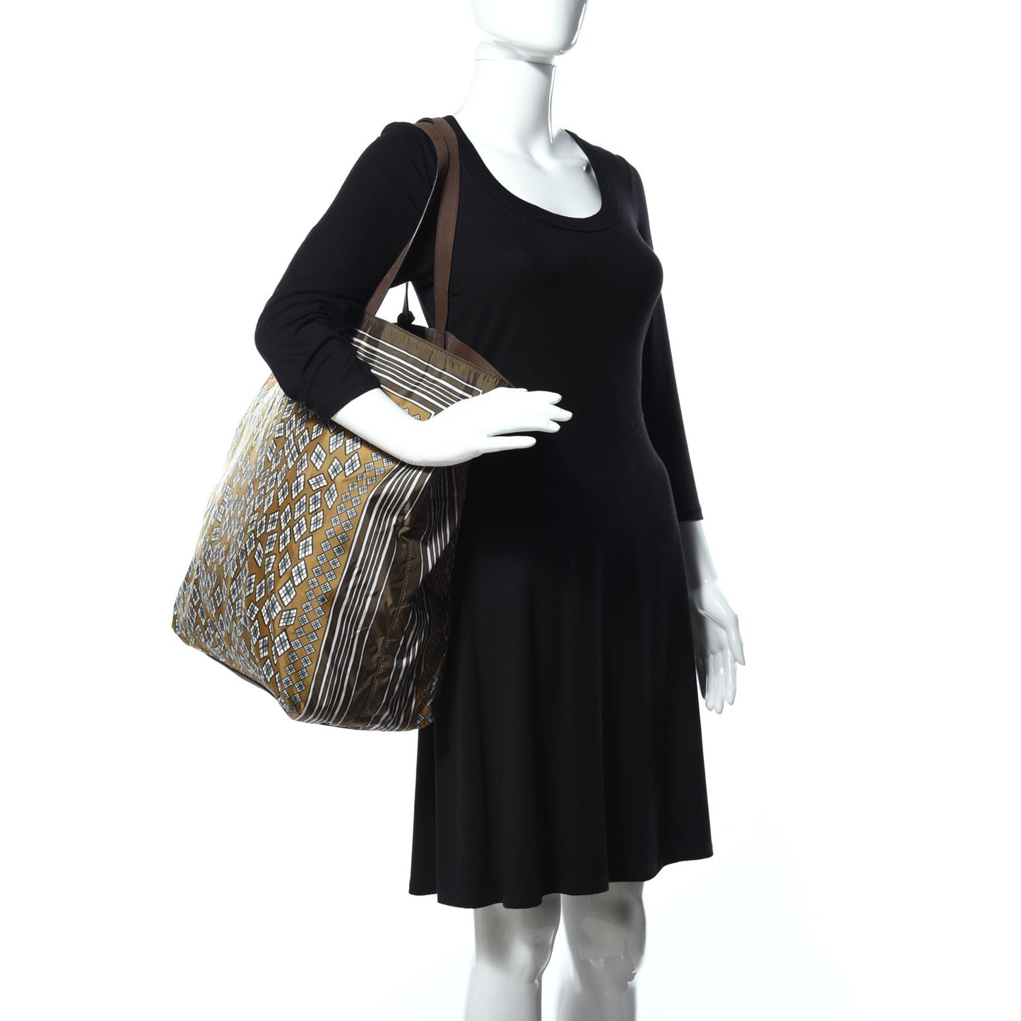 Nylon Printed Tote Brown