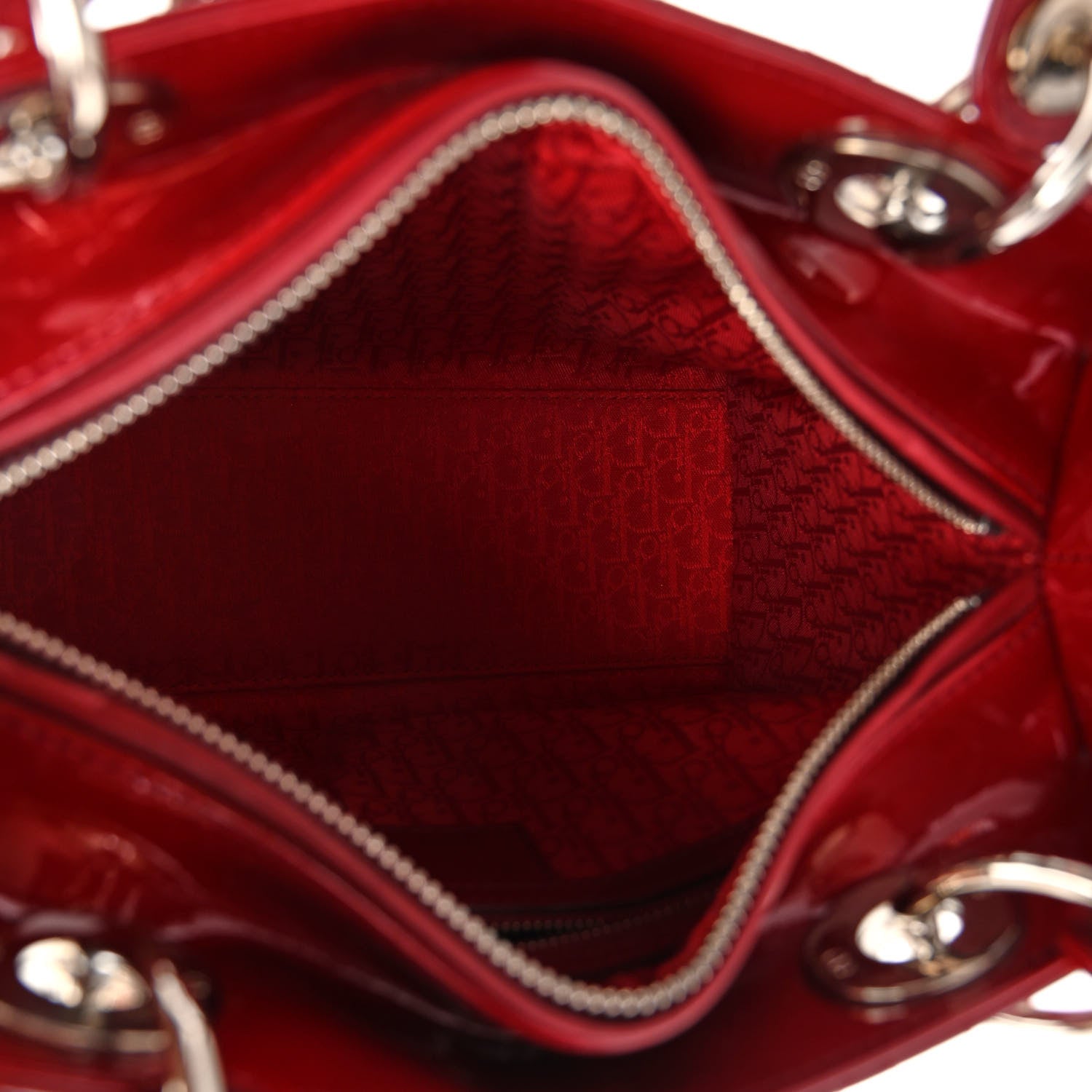 Christian Dior Patent Cannage Medium Lady Dior Burgundy Red 5 of 9