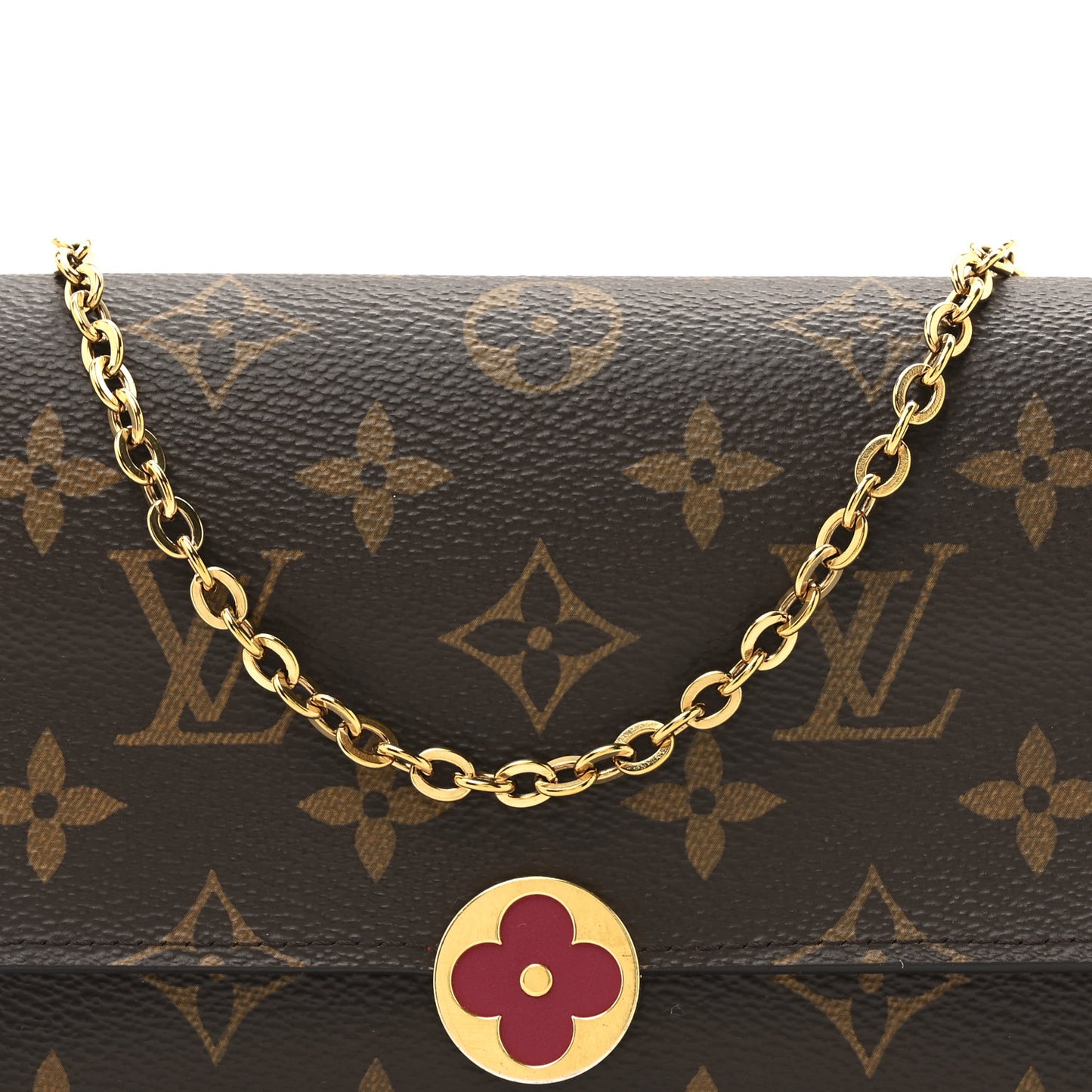 Monogram Flore Chain Wallet Fuchsia