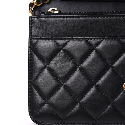 Chanel Lambskin Quilted Boy Wallet On Chain WOC Black 9 of 13