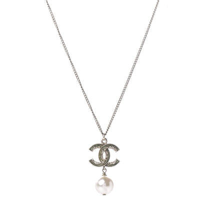 Chanel Crystal CC Pearl Drop Necklace Gold 1 of 6