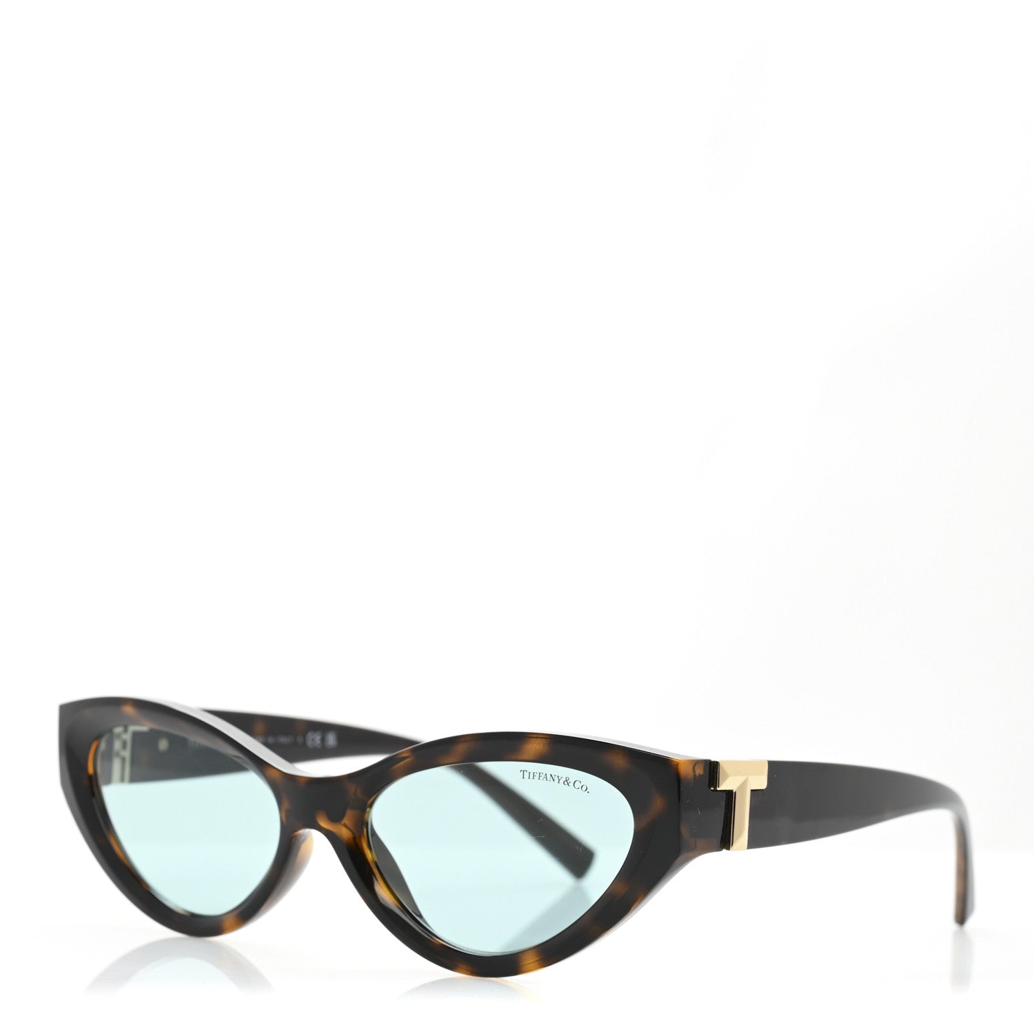 Tiffany Acetate Metal Tiffany T Tortoise Cat Eye Sunglasses TF4225U Brown Blue 1 of 9