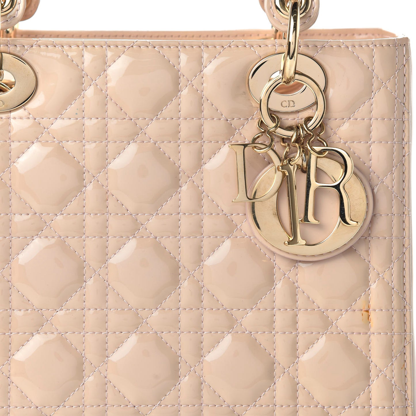 Patent Cannage Medium Lady Dior Rose Clair