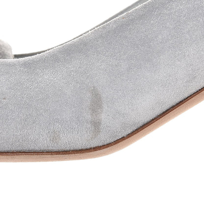 Chanel Suede Calfskin Camellia Ballerina Pumps 37.5 Light Blue 10 of 15
