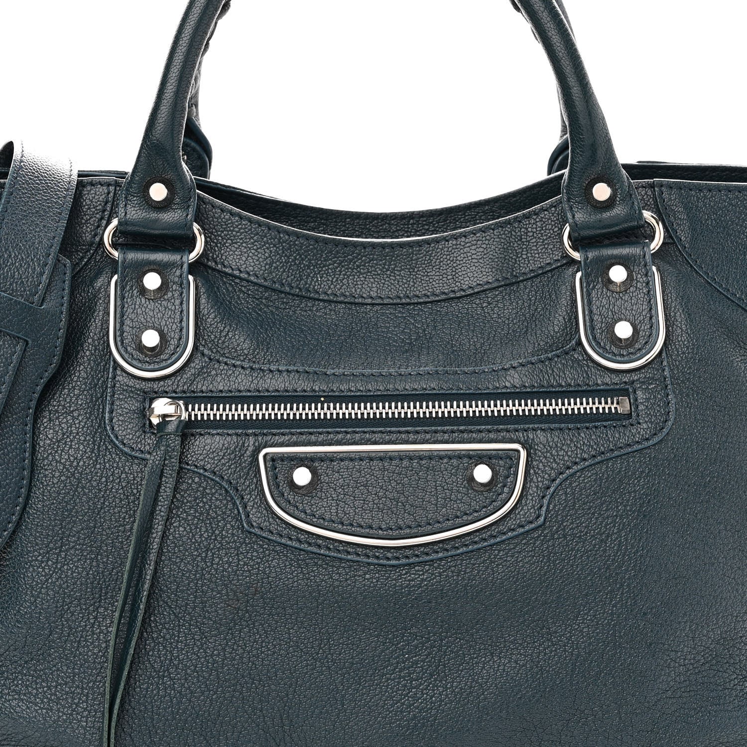 Balenciaga Chevre Silver Metallic Edge Hardware Velo Bleu Paon 8 of 10