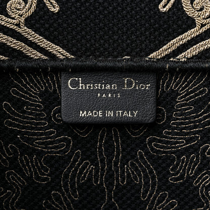 Christian Dior Canvas Embroidered Large Ornamental Cornely Effect Book Tote Black Beige 6 of 11
