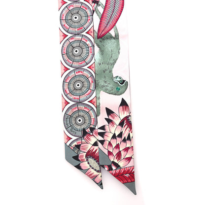 Hermes Silk The Savana Dance Twilly Rose Nacre Vert Framboise 2 of 4
