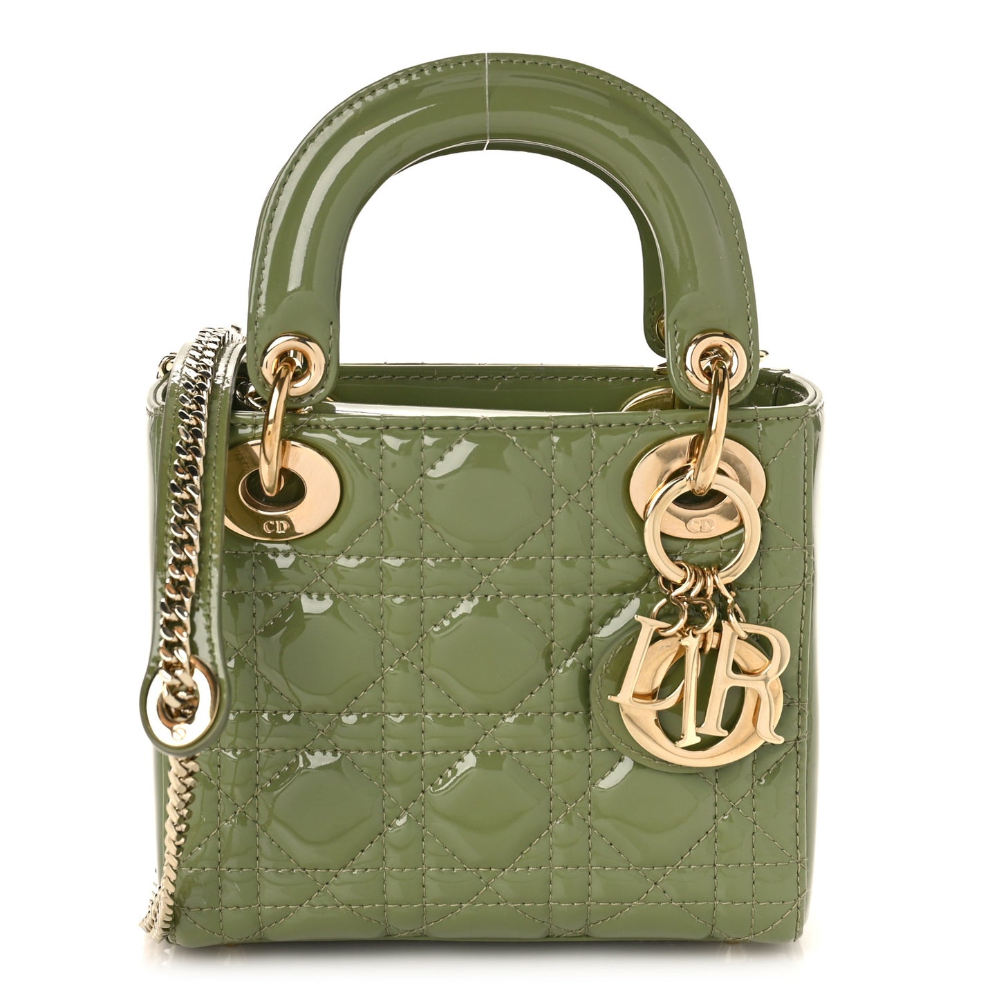 Patent Cannage Mini Lady Dior Dusty Jade