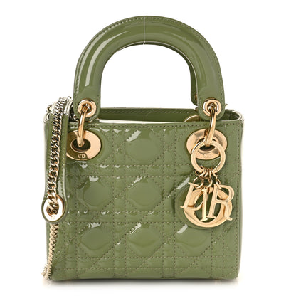 Christian Dior Patent Cannage Mini Lady Dior Dusty Jade 1 of 8