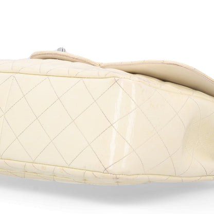 Chanel Distressed Patent Jumbo Single Flap White 10 of 12