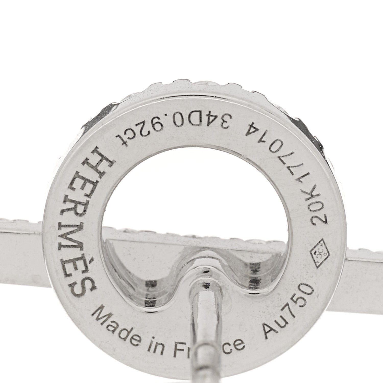 Hermes 18K White Gold Diamond Finesse Earrings 4 of 5