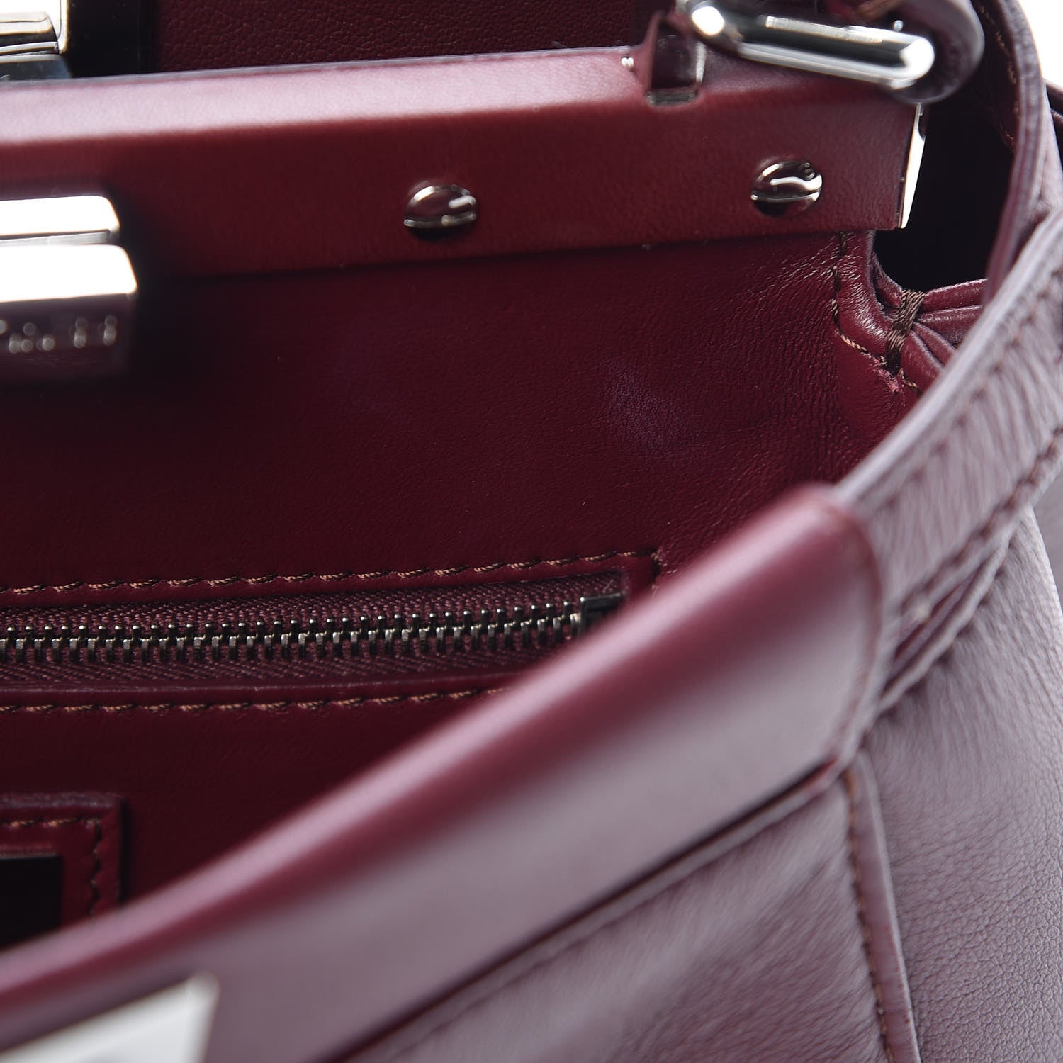 Fendi Nappa Mini Peekaboo Iconic Satchel Bordeaux 12 of 17