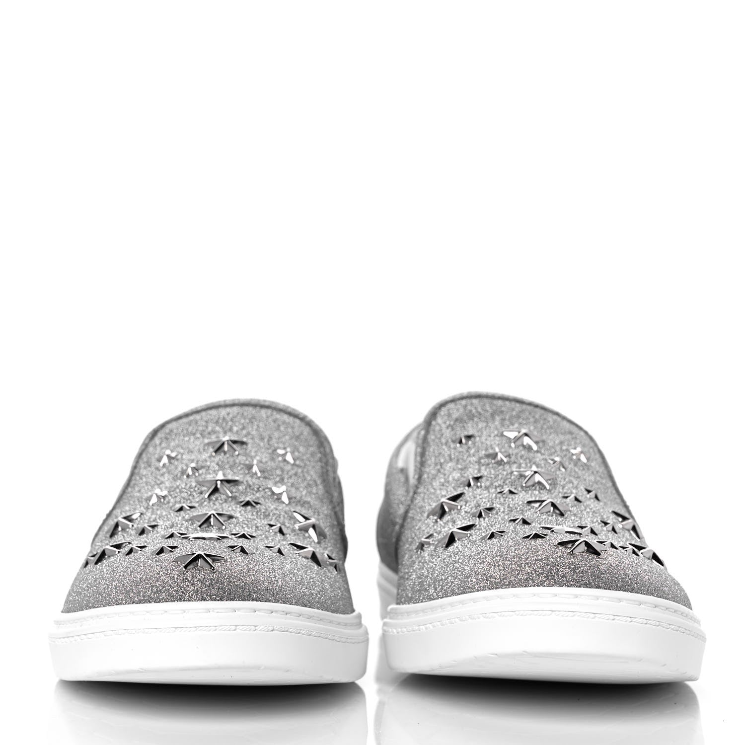 Jimmy Choo Fine Glitter Suede Mens Grove Sneakers 45 Silver 2 of 9
