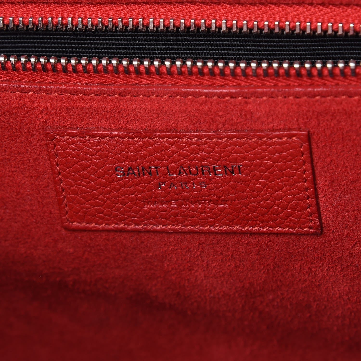 Saint Laurent Grained Calfskin Small Cabas Rive Gauche Red 6 of 22