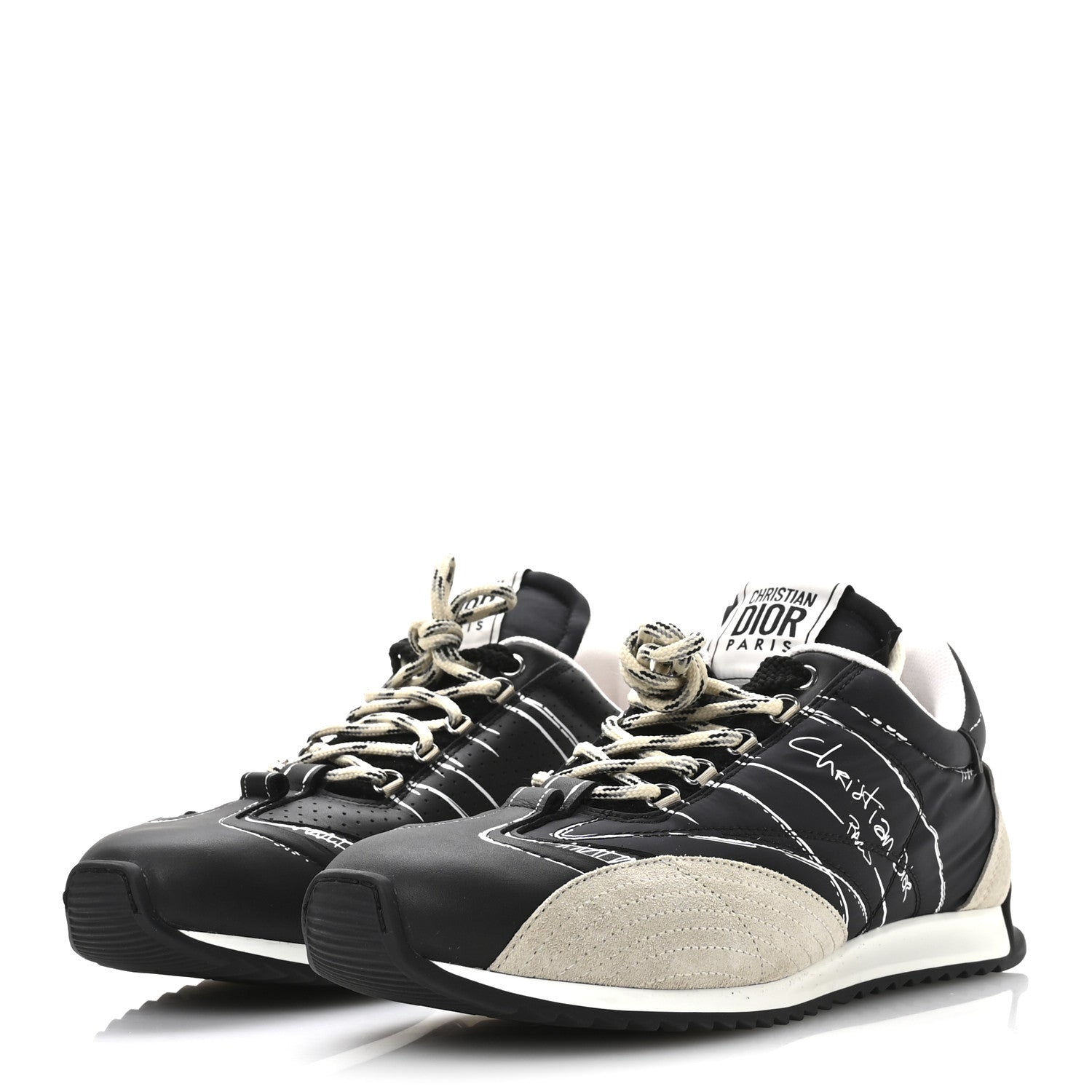 Christian Dior Calfskin Nylon Womens D-Sketch Sneakers 40 Black 4 of 9