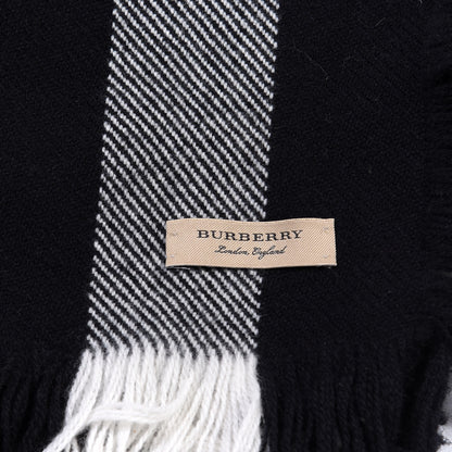 Burberry Wool Half Mega Check Fringe Scarf Black 4 of 4