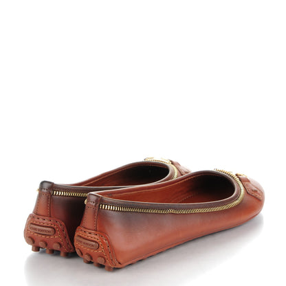 Louis Vuitton Calfskin Zip Oxford Ballerina Flats 38 Cognac 4 of 8