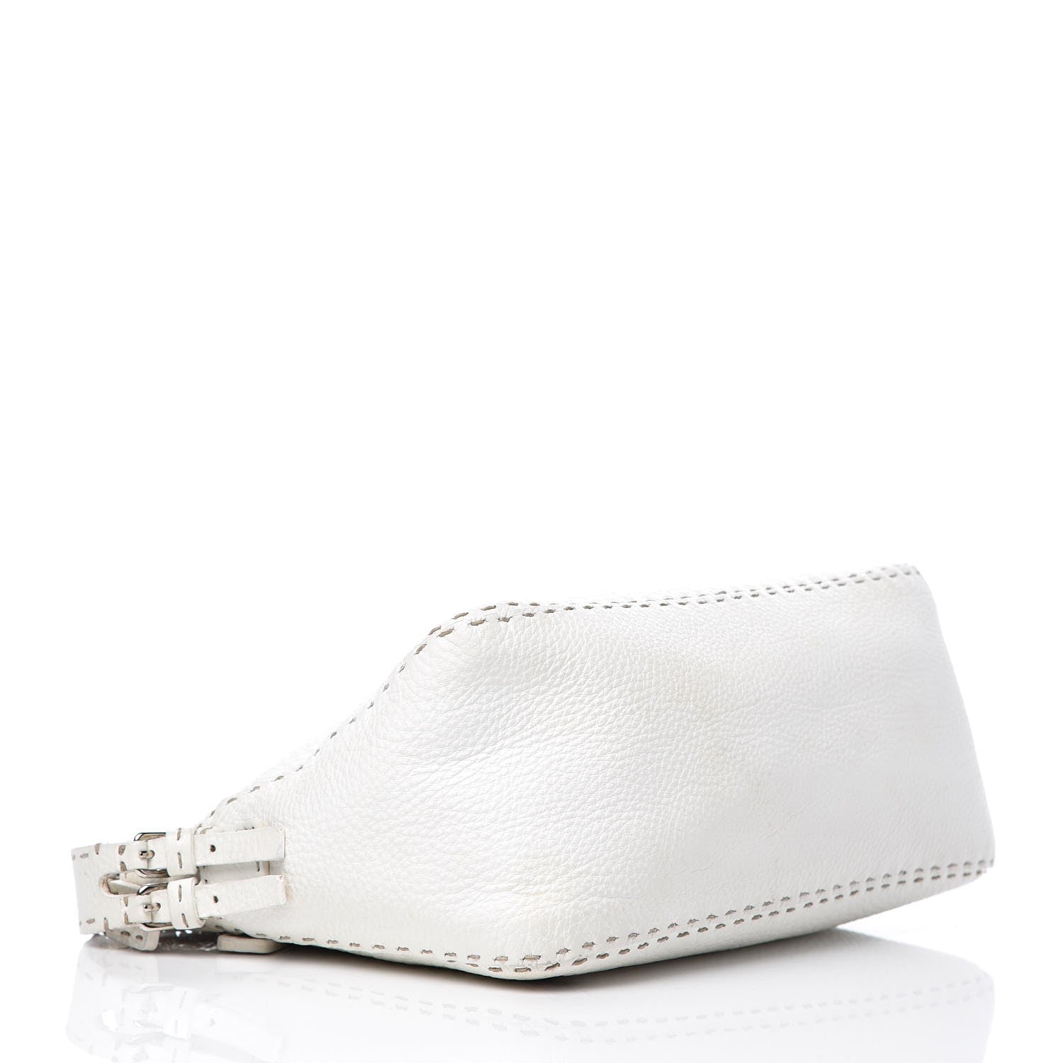Fendi Calfskin Romano Selleria Chain Shoulder Bag White 4 of 11