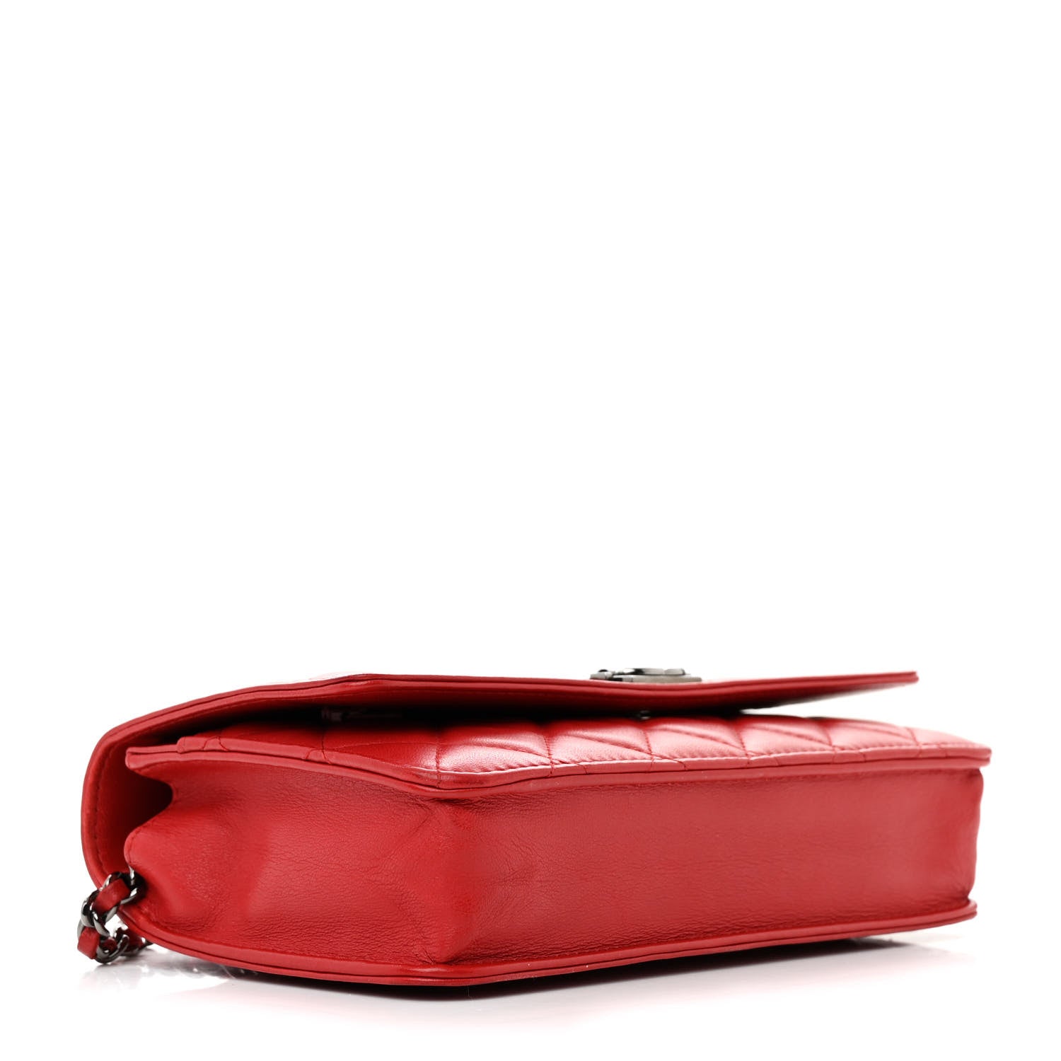 Chanel Lambskin Quilted Boy Wallet On Chain WOC Red 4 of 14