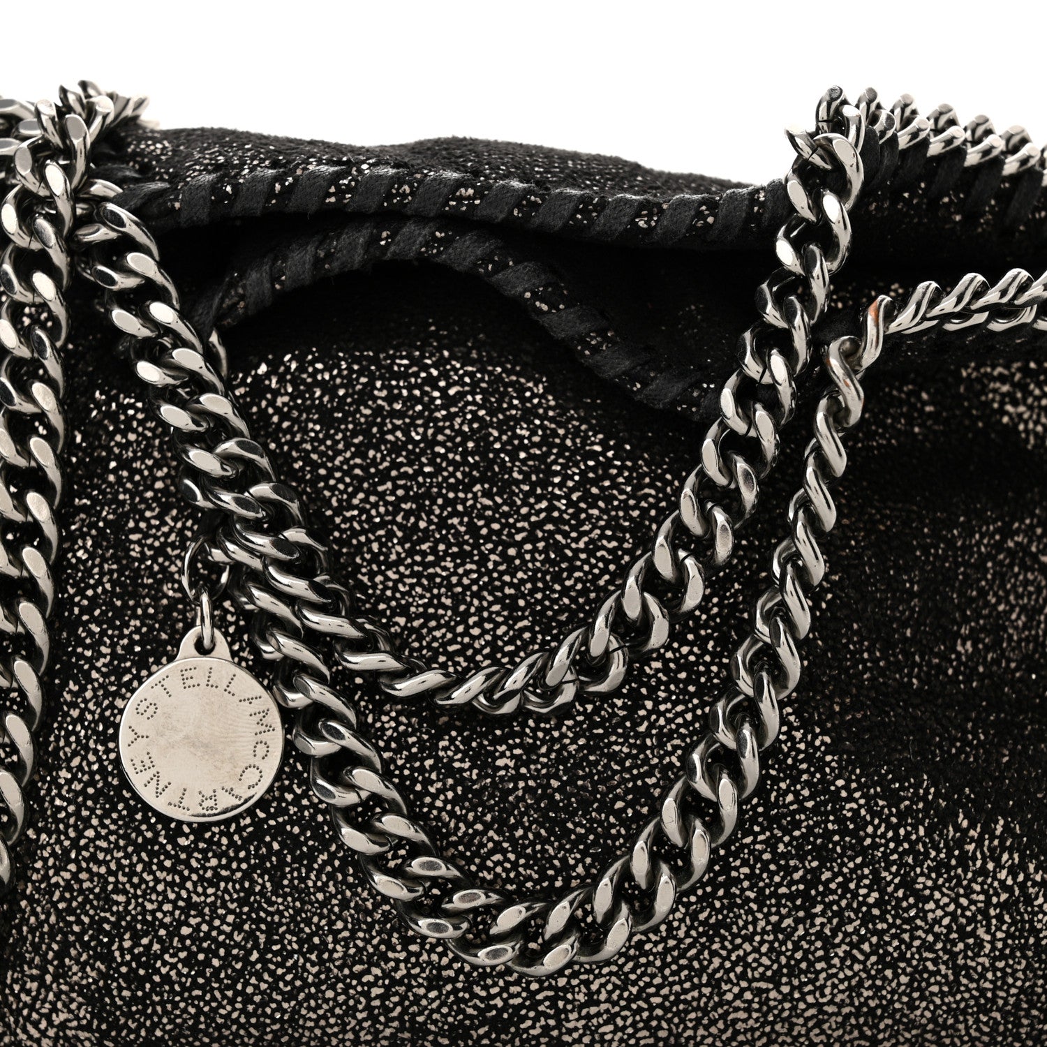 Stella McCartney Chamois Shiny Dotted Tiny Falabella Fold Over Tote Ruthenium 8 of 10