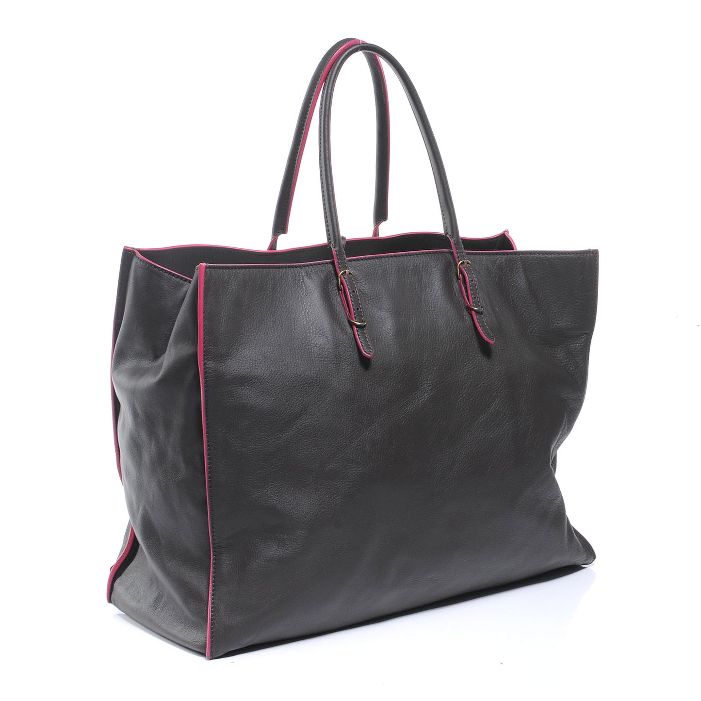 Veau Leather Papier A4 Tote Gris Tarmac Rose Thulian