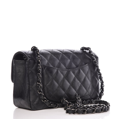 Chanel Crumpled Calfskin Quilted Mini Rectangular Flap So Black 3 of 8